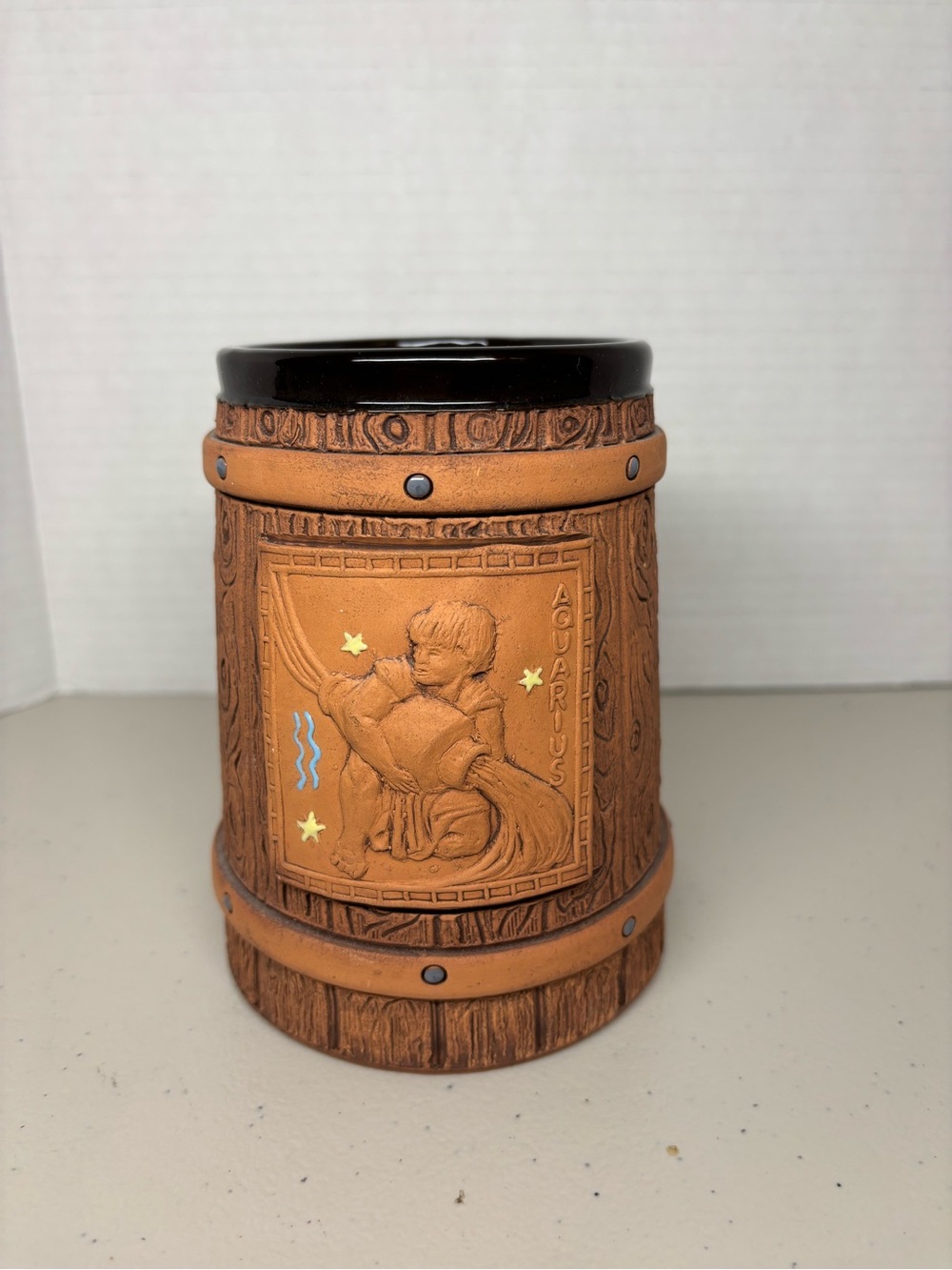 Vintage Aquarius Zodiac Beer Stein Mug Handmade Lithuania Paulauskas